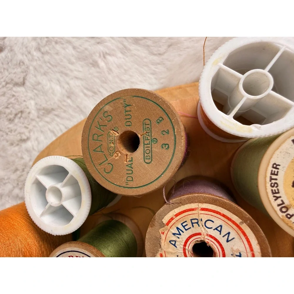 Vintage Wooden Spools Sewing Thread Lot Coats & Clarks American Large Cones 21pc